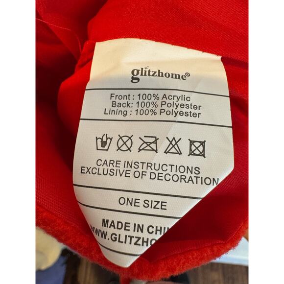 Black Cat Christmas Stocking Oversize Handmade Hooked Yarn Glitzhome 19" - Picture 5 of 5